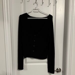 Dynamite Black V-Neck Button-Up Cardigan